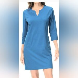 Lightbare 2XL UPF UV 50+ BLUE DRESS V-Neck Sun Protection Outdoor Sports Casual
